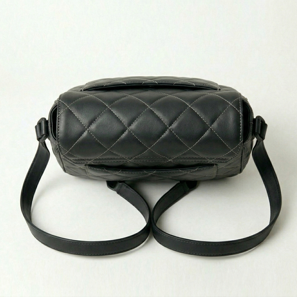 Belibags Quilted Black Leather Crossbody Bag – Modern Elegant Handbag
