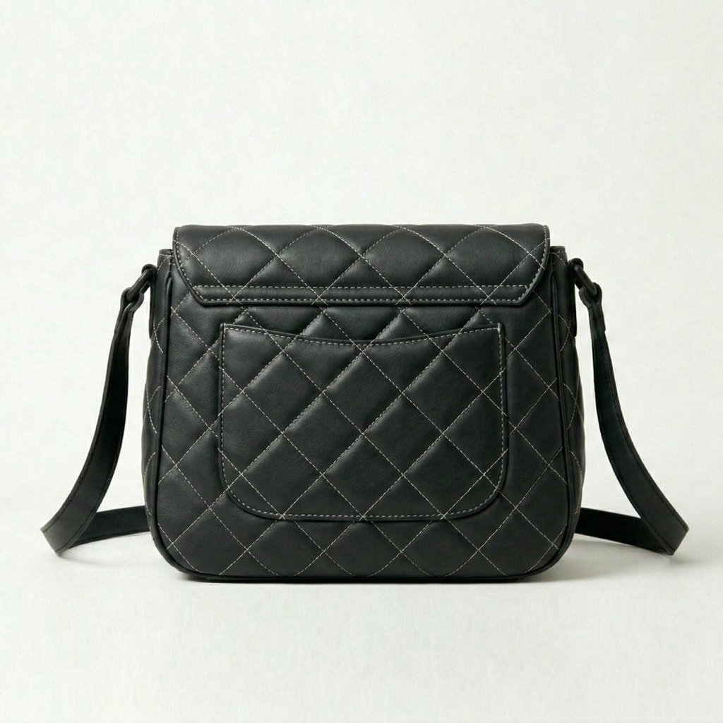 Belibags Quilted Black Leather Crossbody Bag – Modern Elegant Handbag