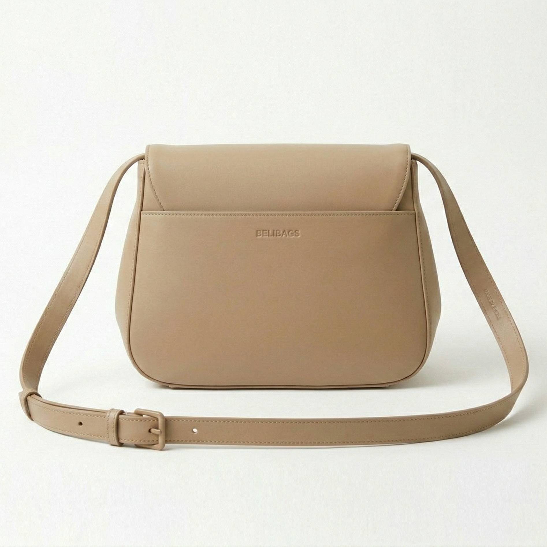 Belibags Classic Genuine Leather Crossbody Bag – Timeless Beige Luxury