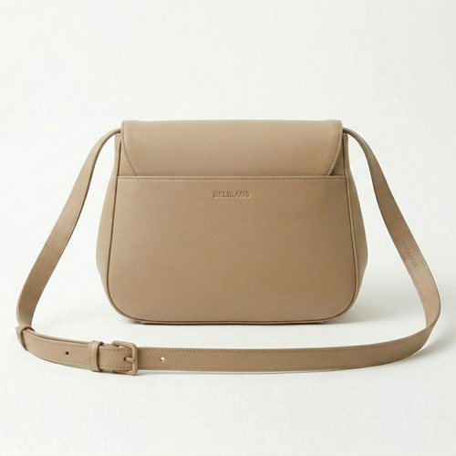 Belibags Classic Genuine Leather Crossbody Bag – Timeless Beige Luxury