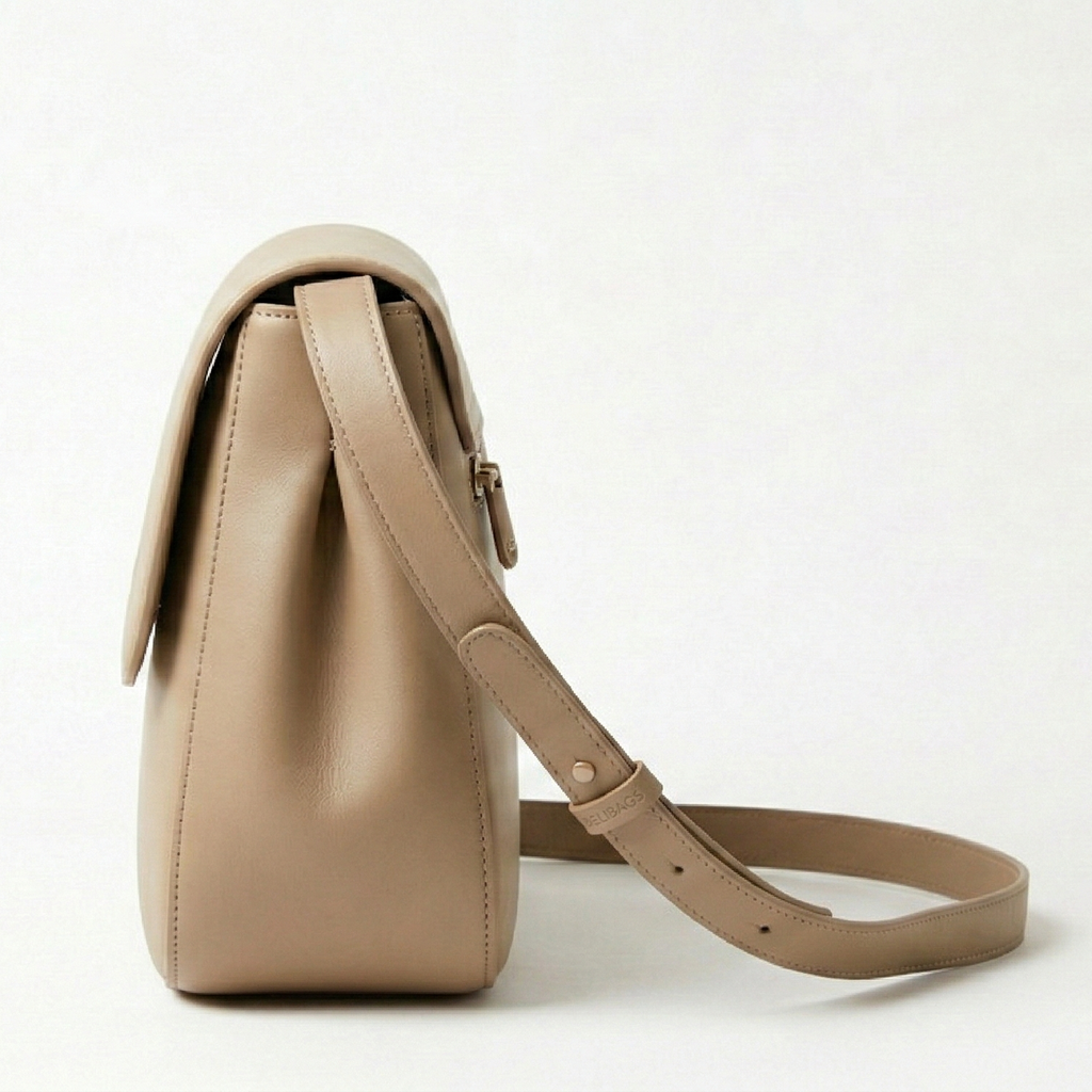 Belibags Classic Genuine Leather Crossbody Bag – Timeless Beige Luxury