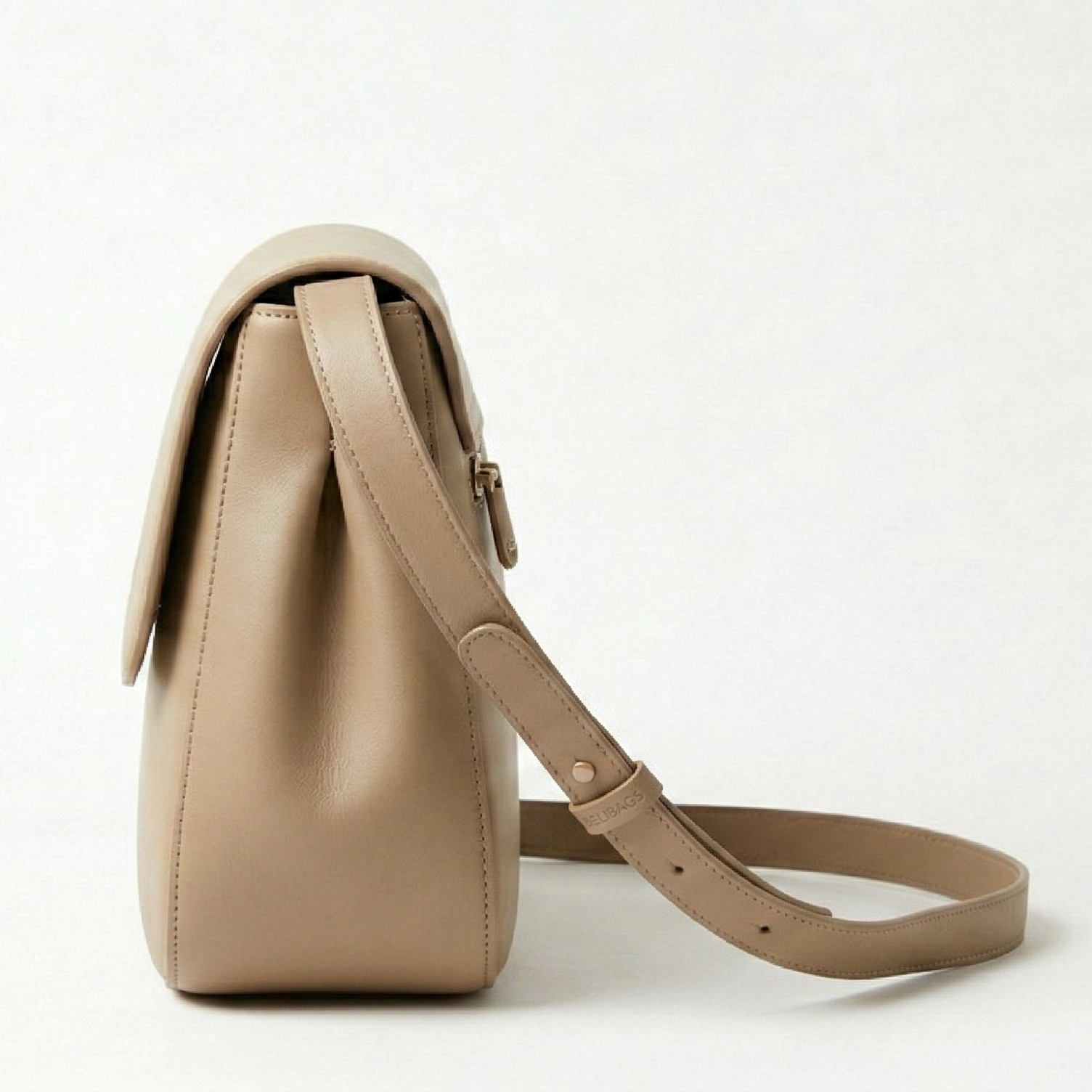 Belibags Classic Genuine Leather Crossbody Bag – Timeless Beige Luxury