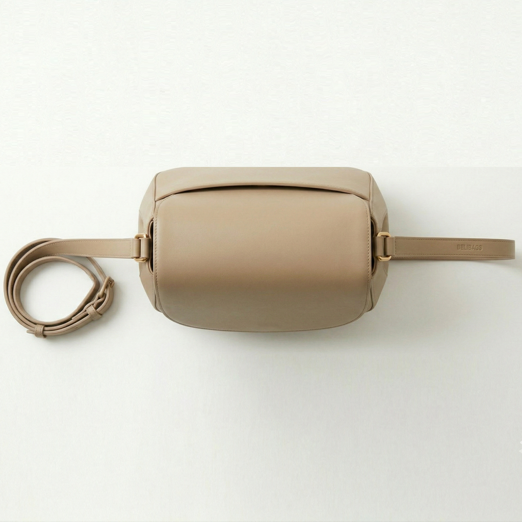 Belibags Classic Genuine Leather Crossbody Bag – Timeless Beige Luxury