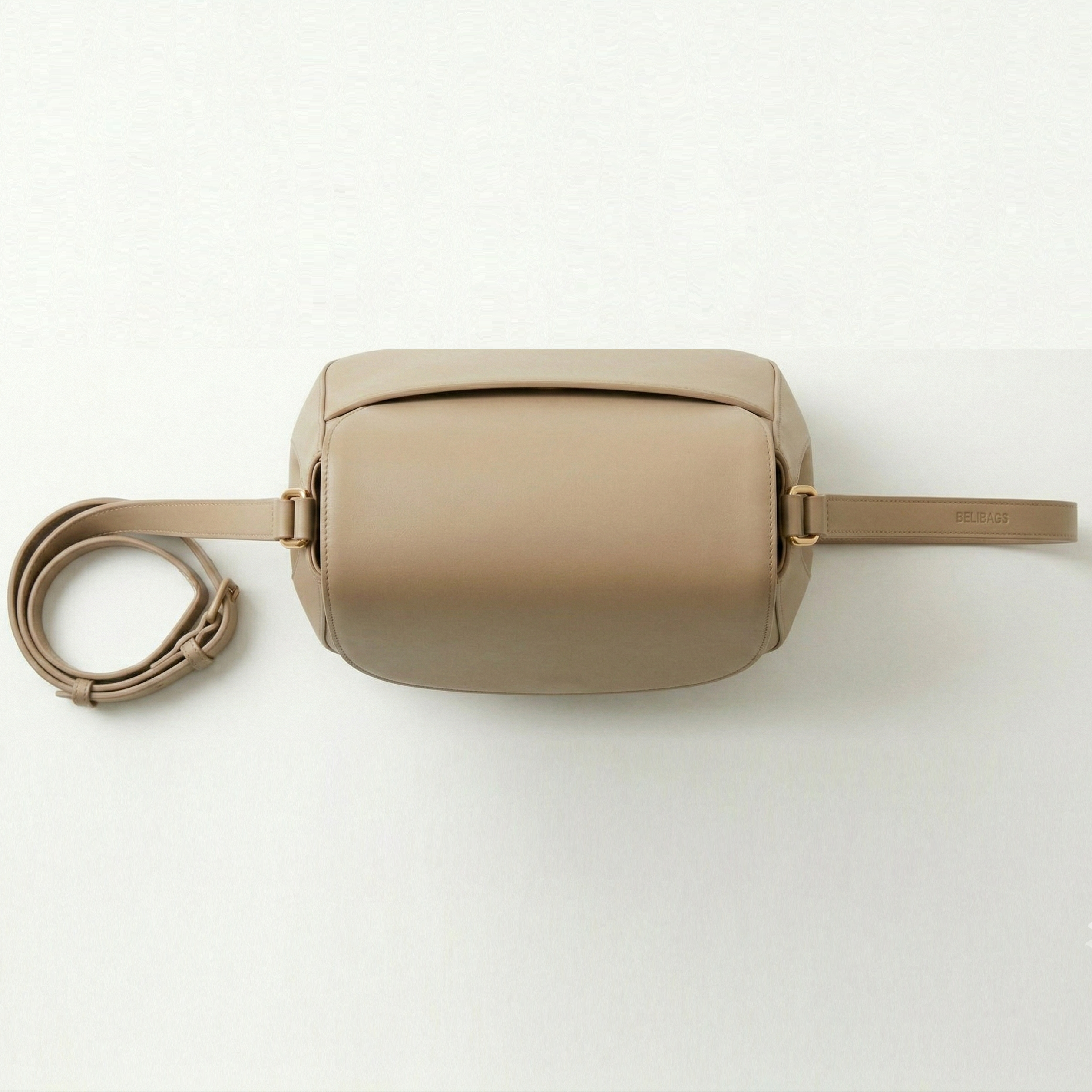 Belibags Classic Genuine Leather Crossbody Bag – Timeless Beige Luxury