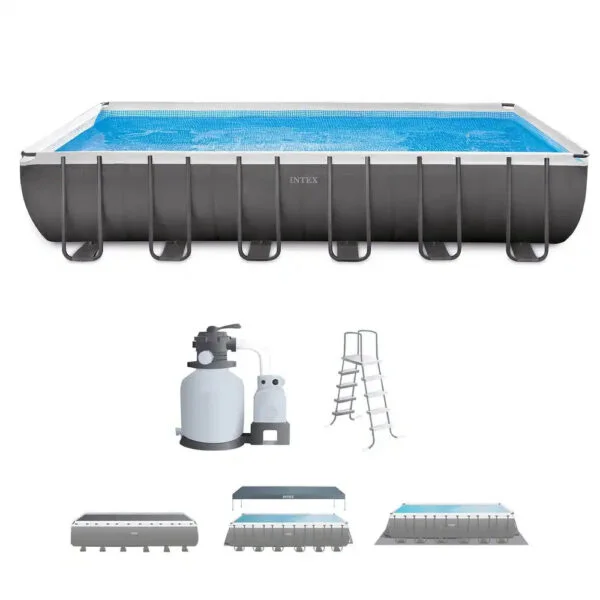 Intex Ultra XTR Rectangular Frame Pool Set 24' x 12' x 52" – Premium Large Above Ground Swimming Pool
