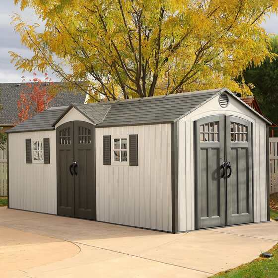Lifetime 20' x 8' Outdoor Storage Shed – Dual-Entry High-Density Polyethylene Workshop