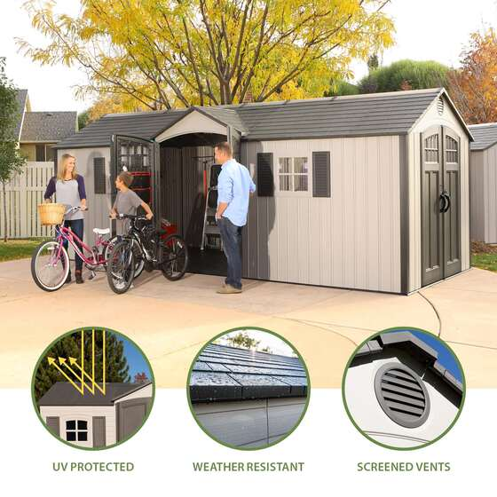 Lifetime 20' x 8' Outdoor Storage Shed – Dual-Entry High-Density Polyethylene Workshop