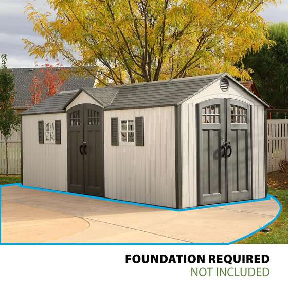 Lifetime 20' x 8' Outdoor Storage Shed – Dual-Entry High-Density Polyethylene Workshop
