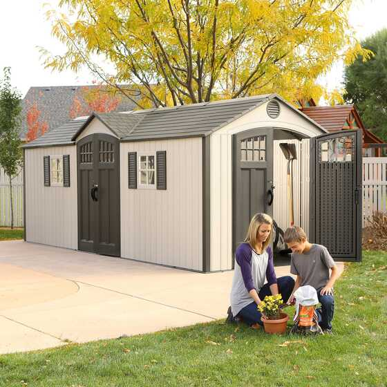 Lifetime 20' x 8' Outdoor Storage Shed – Dual-Entry High-Density Polyethylene Workshop