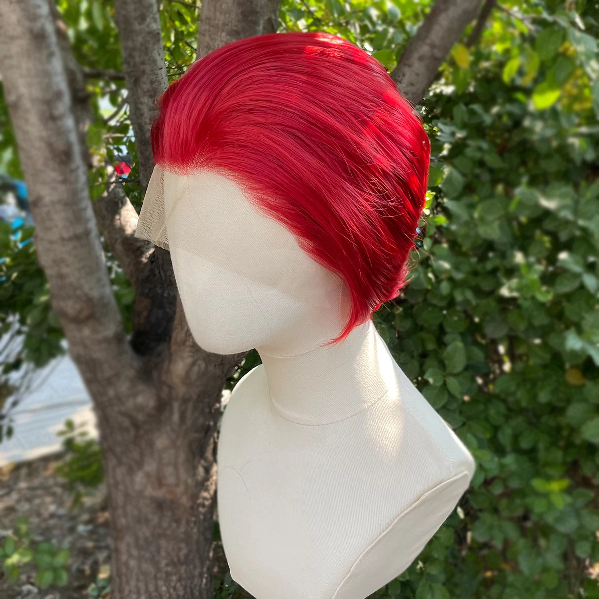 Light Red Short Bob Cut Synthetic Lace Front Wig for Black Women Cosplay 13x4 Lace Front Wigs for Men Free Part 150% Piexie Wigs