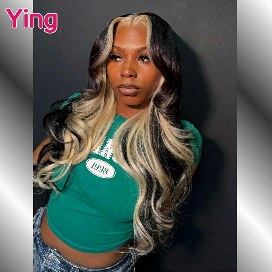 200% Density Pink Lace Front 13x4 Body Wave Wigs Purple Highlight Human Hair 13x6 HD Lace Frontal Blonde Colored Wigs For Woman