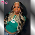 200% Density Pink Lace Front 13x4 Body Wave Wigs Purple Highlight Human Hair 13x6 HD Lace Frontal Blonde Colored Wigs For Woman