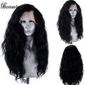 Bernardo Synthetic Lace Front Wig Long Water Wave Style Grey Wigs Blonde Highlight Pre-Plucked Frontal Wigs for Black Women