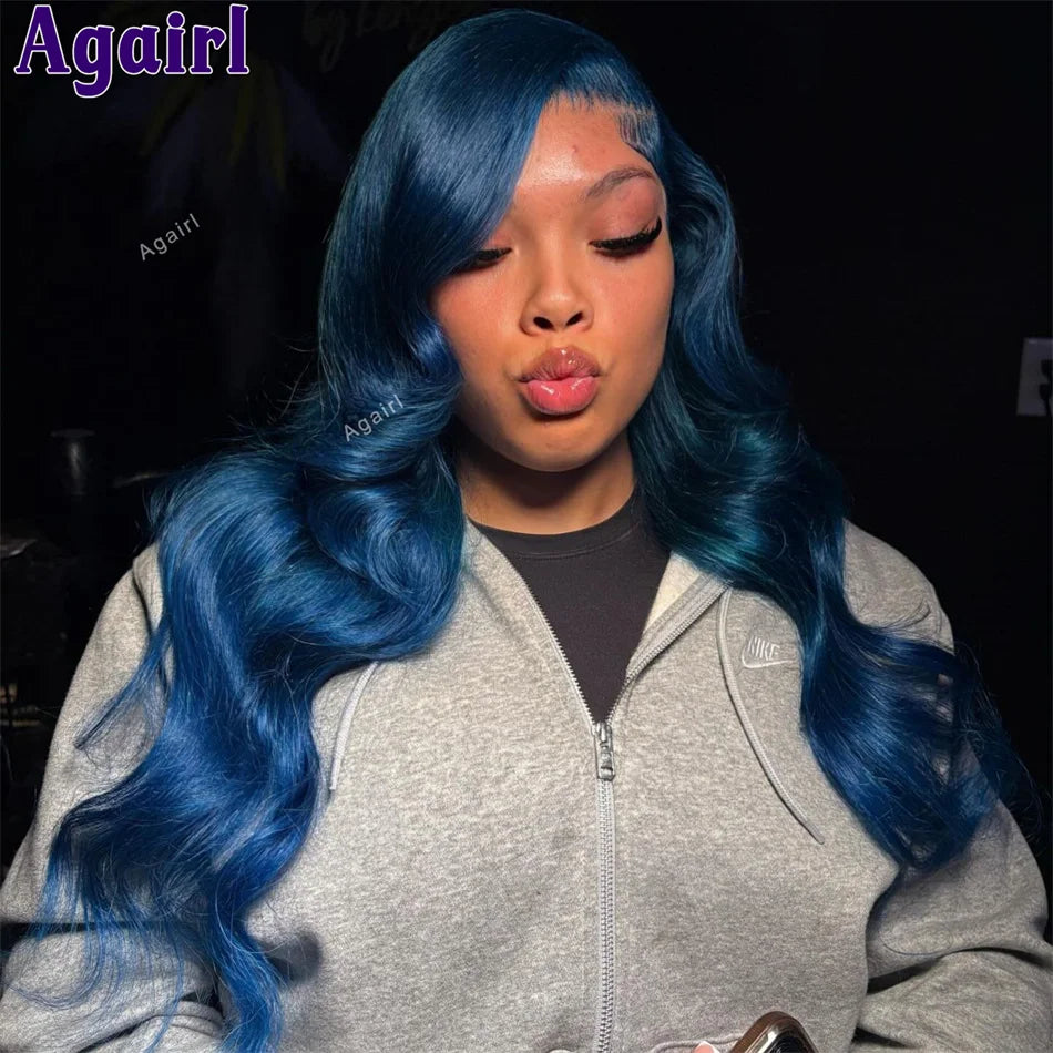 220 Density 13X6 13X4 Lace Front Wig Lake blue Body Wave Human Hair Wigs Pre Plucked Glueless 6X4 5X5 Lace Closure Wig For Women
