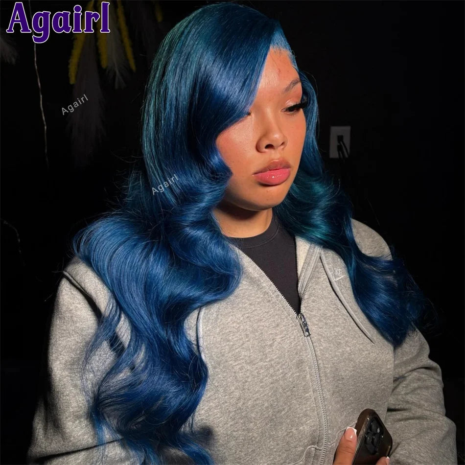 220 Density 13X6 13X4 Lace Front Wig Lake blue Body Wave Human Hair Wigs Pre Plucked Glueless 6X4 5X5 Lace Closure Wig For Women