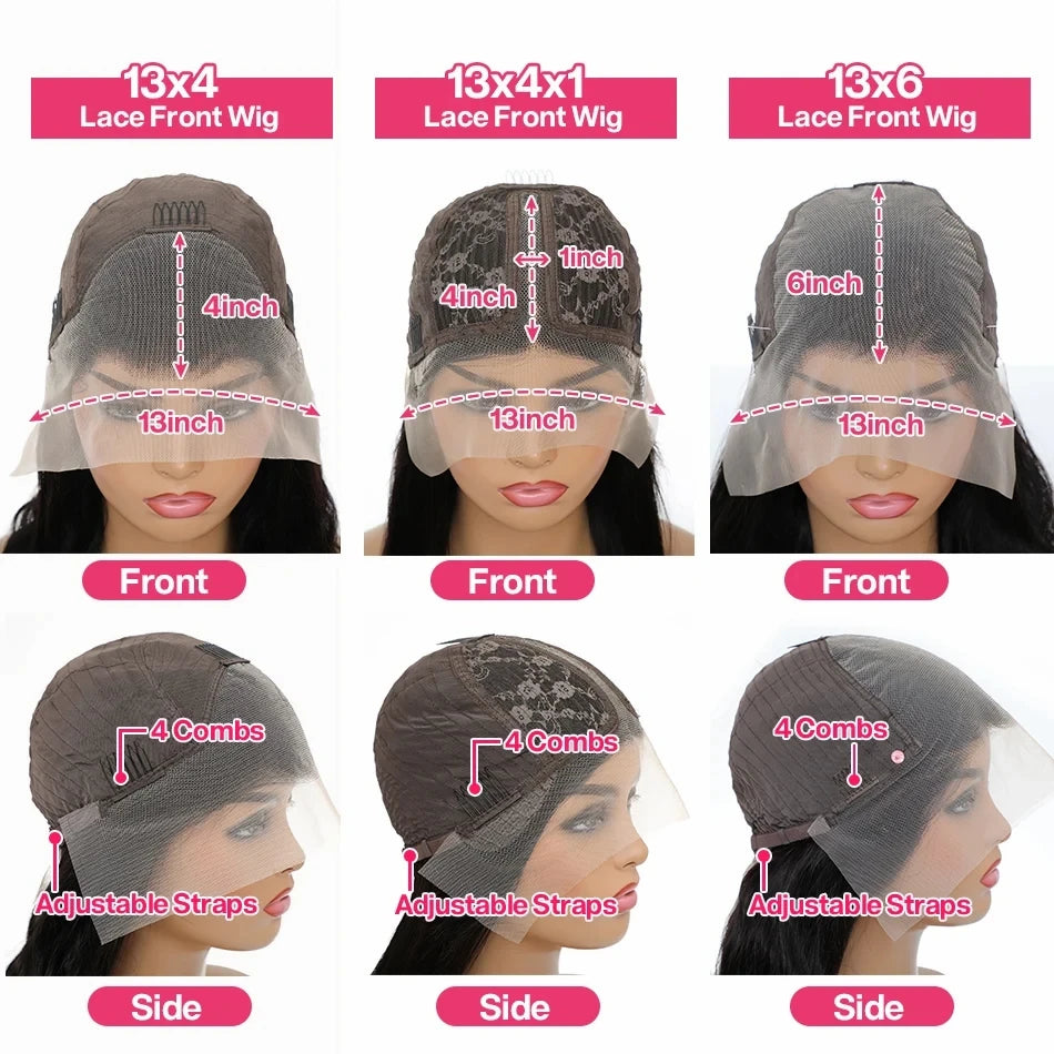 200% Density Pink Lace Front 13x4 Body Wave Wigs Purple Highlight Human Hair 13x6 HD Lace Frontal Blonde Colored Wigs For Woman