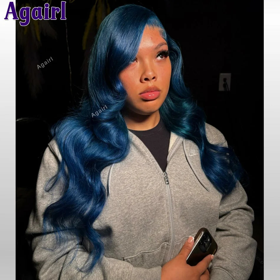 220 Density 13X6 13X4 Lace Front Wig Lake blue Body Wave Human Hair Wigs Pre Plucked Glueless 6X4 5X5 Lace Closure Wig For Women