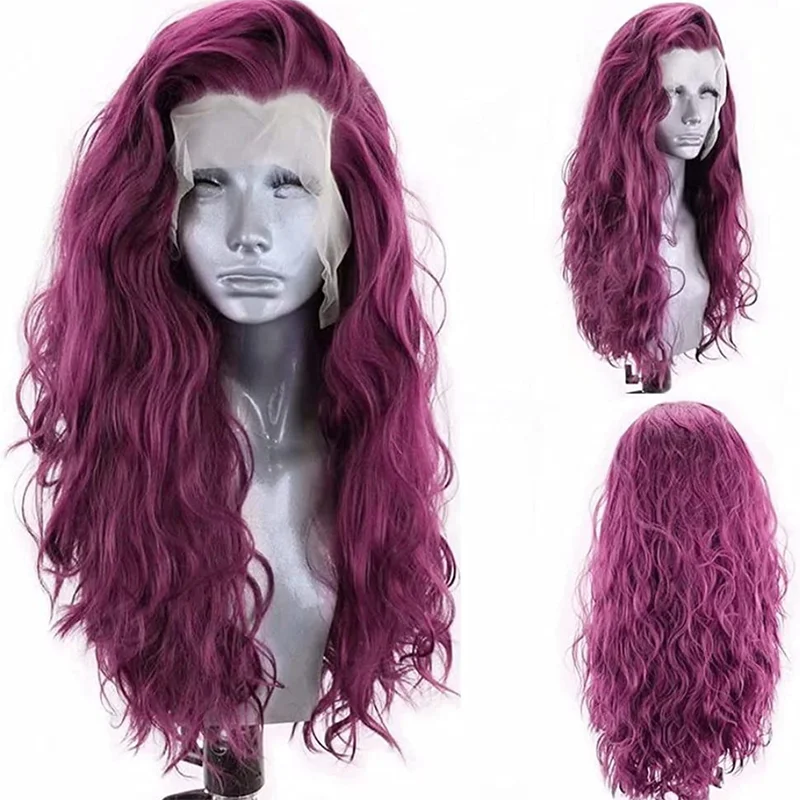 Bernardo Synthetic Lace Front Wig Long Water Wave Style Grey Wigs Blonde Highlight Pre-Plucked Frontal Wigs for Black Women