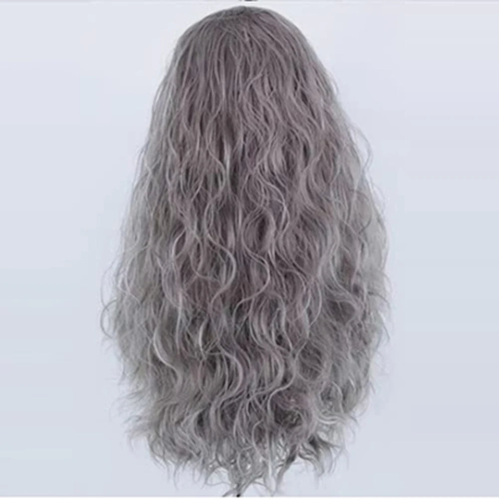 Bernardo Synthetic Lace Front Wig Long Water Wave Style Grey Wigs Blonde Highlight Pre-Plucked Frontal Wigs for Black Women