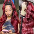 13x4 Loose Body Wave Wig Burgundy Lace Front Human Hair Wig For Women T1B/99j Ombre TwoTone Human Hair Wig Body Wave Frontal Wig