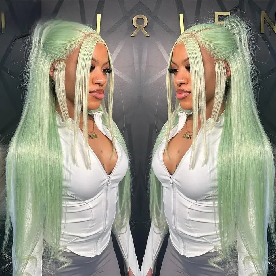Mint Green 2026 New Product 13x4 HD Body Wave Lace Frontal Wigs High Quality Colored Long Straight Brazilian Cosplay For Women