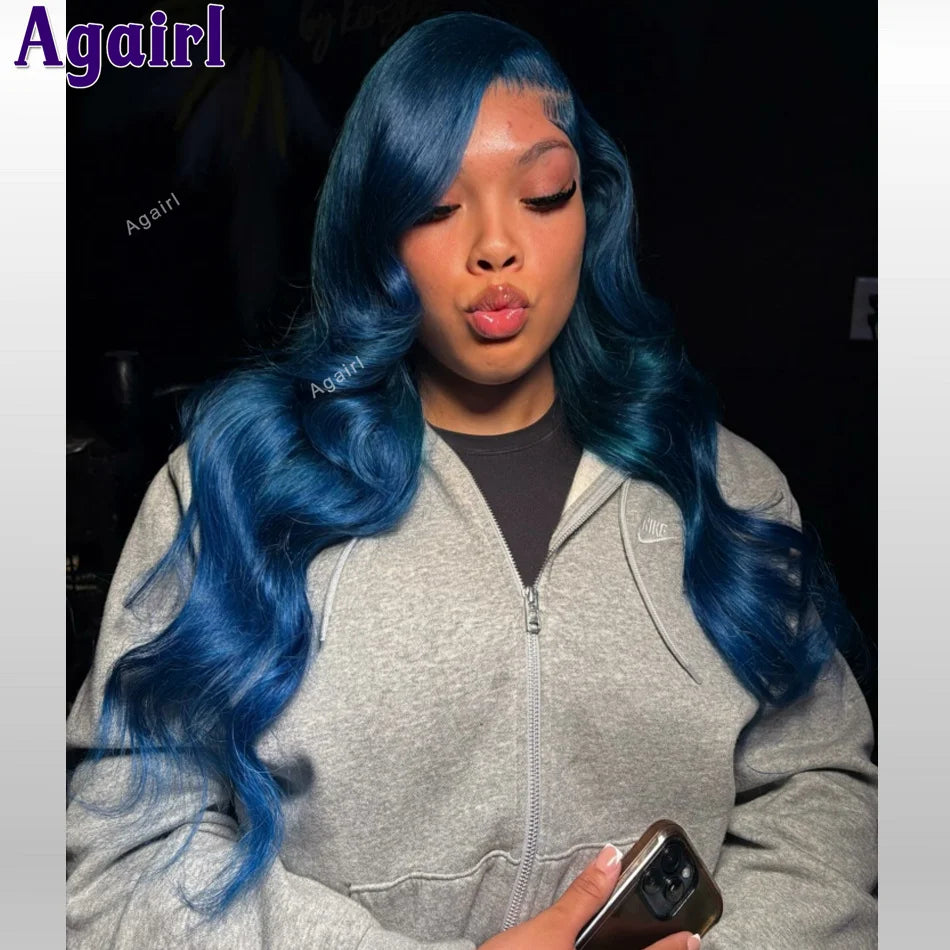 220 Density 13X6 13X4 Lace Front Wig Lake blue Body Wave Human Hair Wigs Pre Plucked Glueless 6X4 5X5 Lace Closure Wig For Women