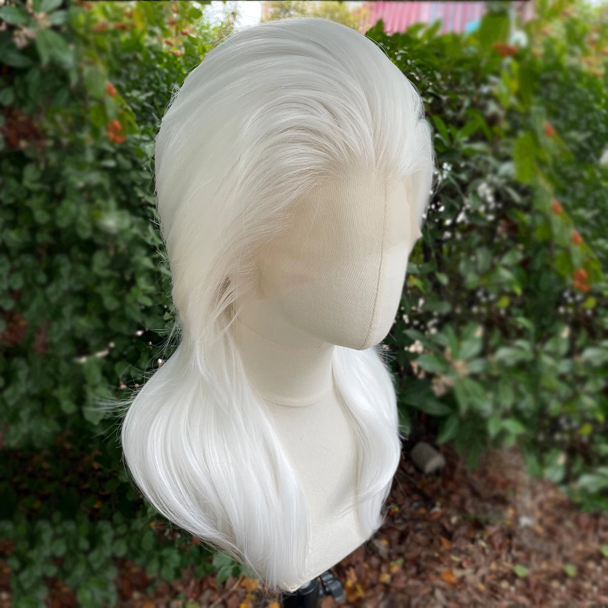 Peak Style White 13x4 Synthetic Lace Front Wigs for Women Cosplay Shoulder Length Short Curly Synthetic Wigs Layers Ponytails