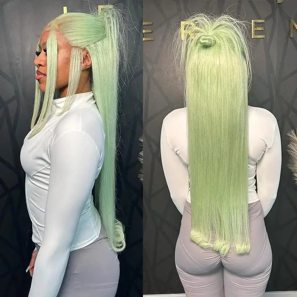 Mint Green 2026 New Product 13x4 HD Body Wave Lace Frontal Wigs High Quality Colored Long Straight Brazilian Cosplay For Women
