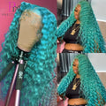 Deep Wave 13x4 13x6 Cyan Blue Lace Front Wigs Human Hair Pre Plucked Light Blue Green Colored Human Hair Wigs Lace Frontal Wig