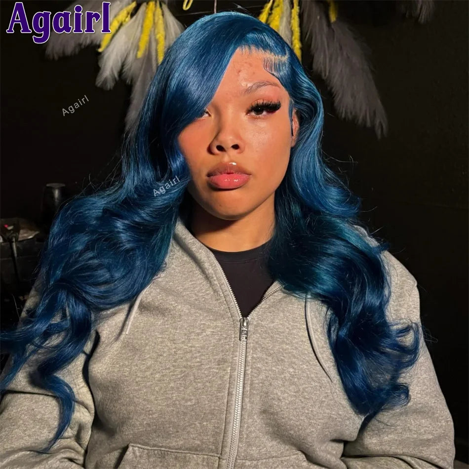 220 Density 13X6 13X4 Lace Front Wig Lake blue Body Wave Human Hair Wigs Pre Plucked Glueless 6X4 5X5 Lace Closure Wig For Women
