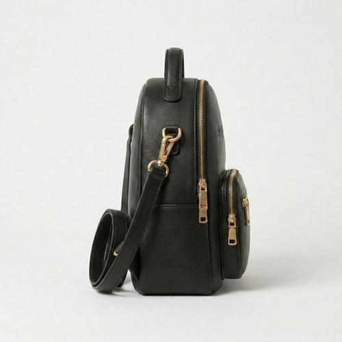 Belibags Noir City Backpack – Luxury Black Leather Urban Daypack