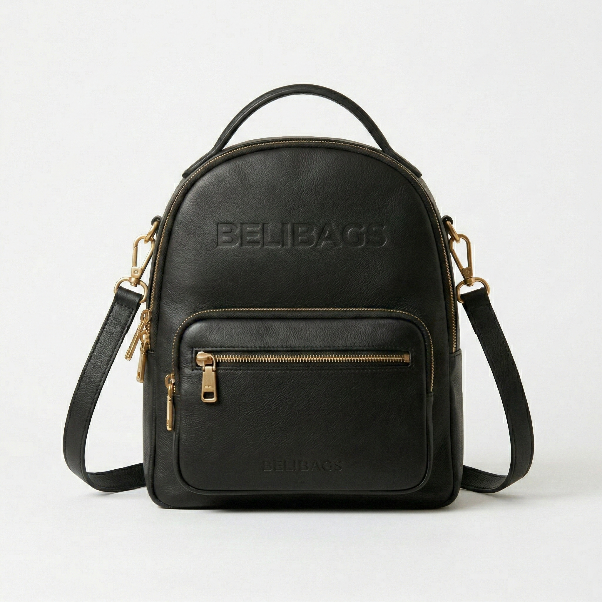 Belibags Noir City Backpack – Luxury Black Leather Urban Daypack