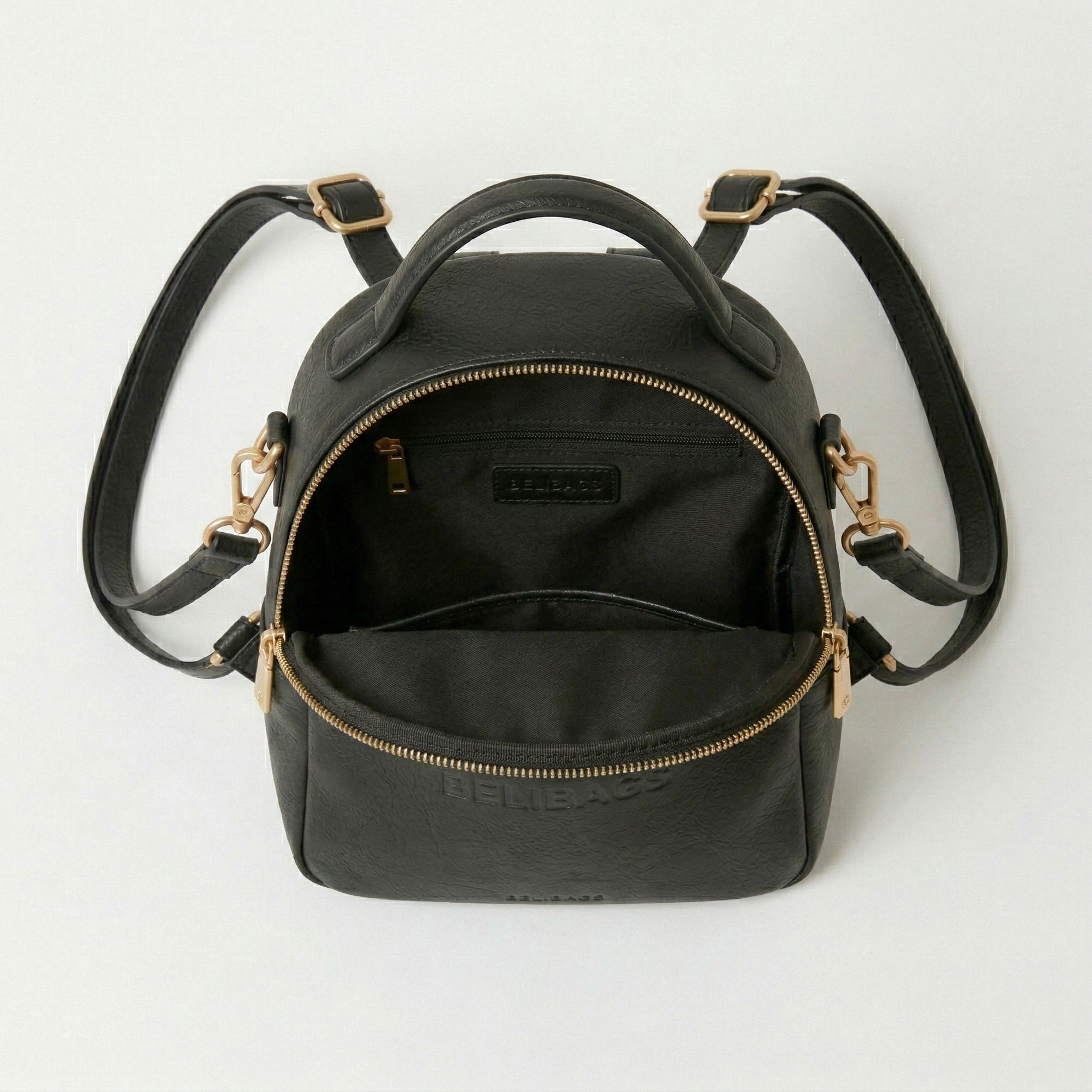 Belibags Noir City Backpack – Luxury Black Leather Urban Daypack